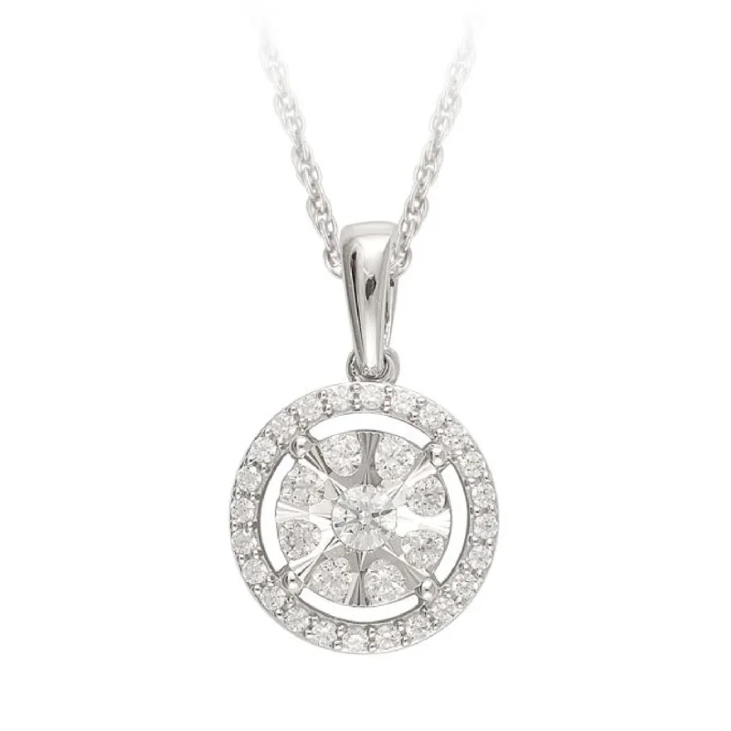 1/2 CTW Diamond Halo 18-inch Pendant in 10KT White Gold