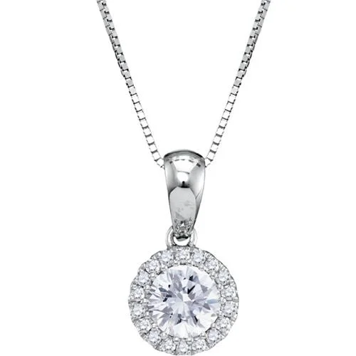 1/2 CTW Diamond Halo 18-inch Pendant in 14KT White Gold