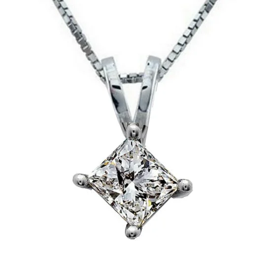 1/2 CTW Diamond Solitaire 18-inch Pendant in 14KT White Gold