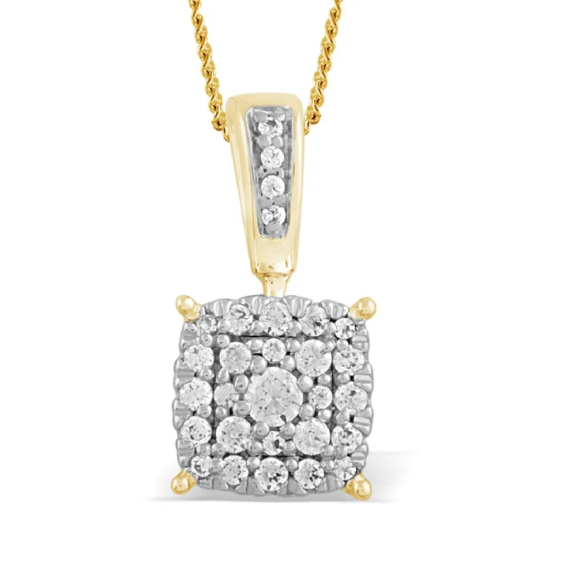 1/7 CTW Diamond Cluster 18-inch Pendant in 10KT Yellow Gold