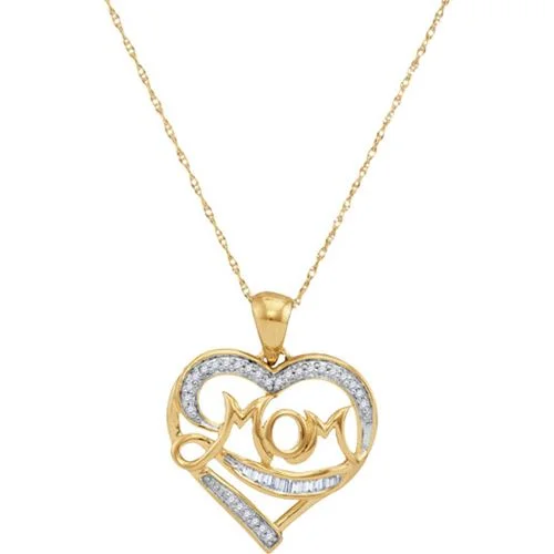 1/7 CTW Diamond Heart Mom 18-inch Pendant in 10KT Yellow Gold