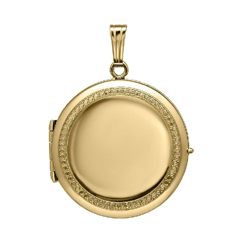 14K Gold Filled 23mm Engraved Round 4 Photo Locket Necklace