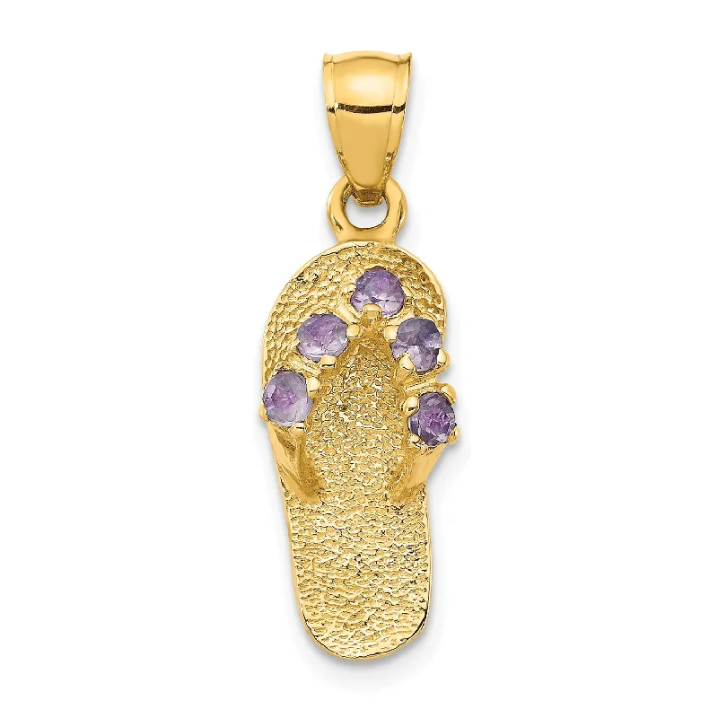 14K June/CZ Birthstone Flip Flop Pendant