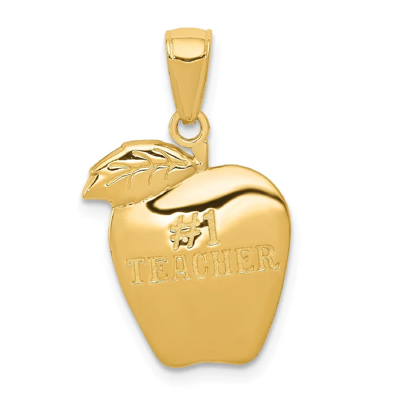 14KT Yellow Gold #1 Teacher Charm. Chain not Included