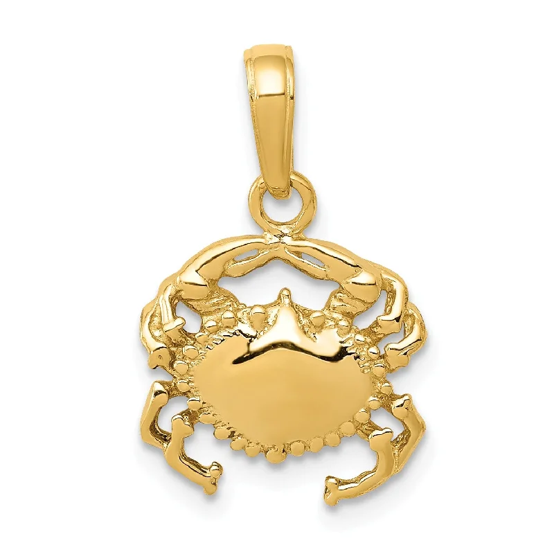 14KT Yellow Gold 19X12MM Crab Pendant. Chain Not Included