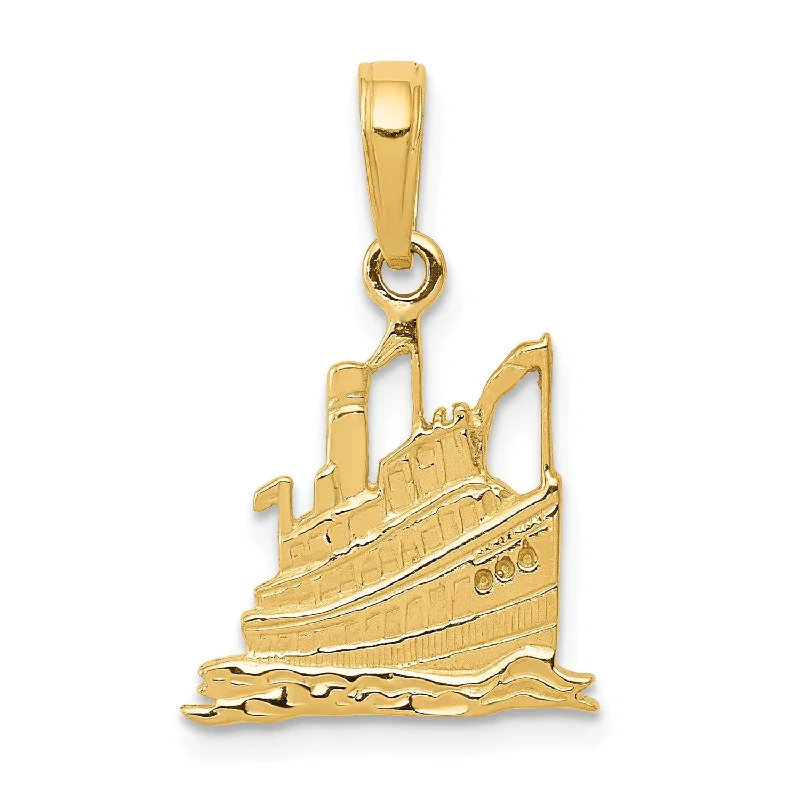 14KT Yellow Gold 21X14MM Cruise Ship Pendant. Chain Not Included