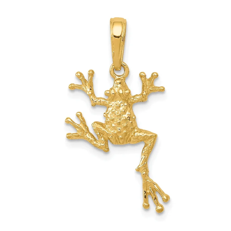 14KT Yellow Gold 24X14MM Frog Pendant. Chain Not Included