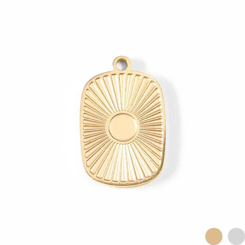 18K Gold PVD Stainless Steel Sunburst Medallion Charm / PDL0044