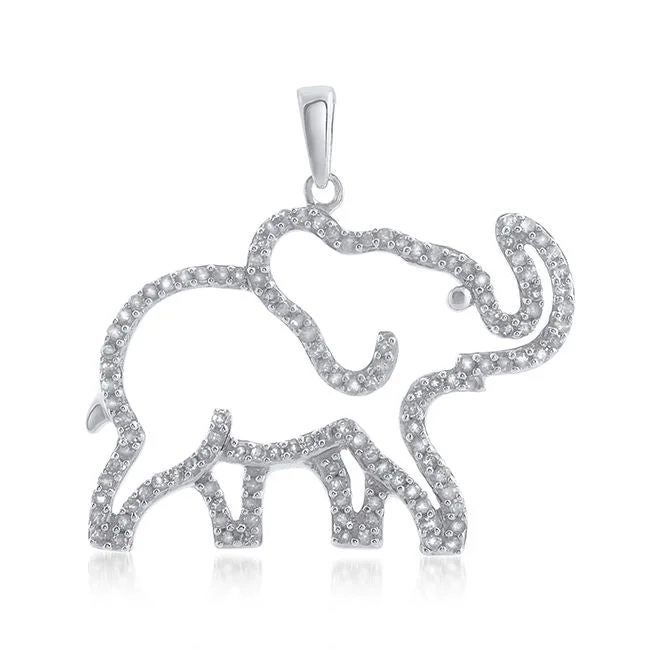 3/8 CTW Diamond Elephant 18-inch Pendant in Sterling Silver