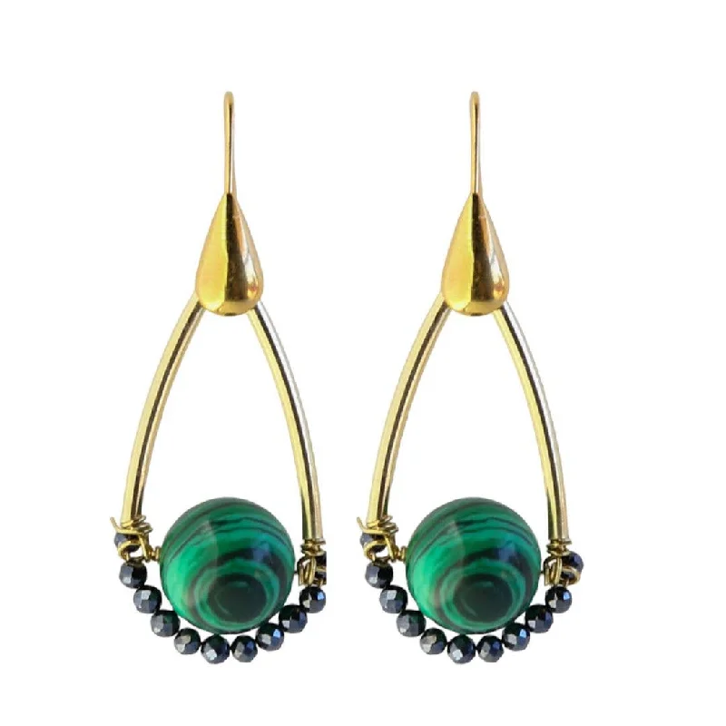 Capsule Earrings in Malachite