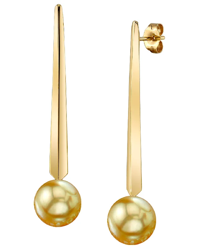 Golden South Sea Pearl Mod Dangle Earrings