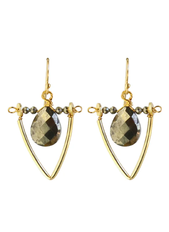 On Point Earrings in Dark Pyrite