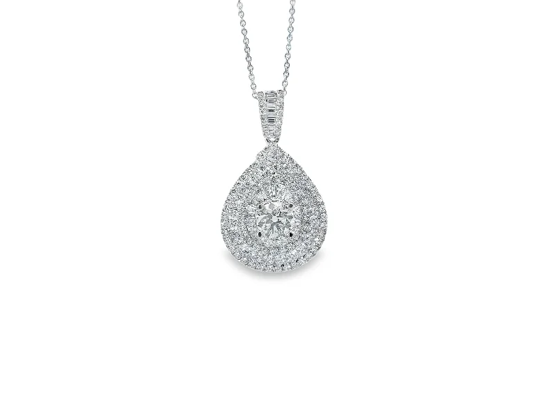 White Gold Diamond Halo Pendant