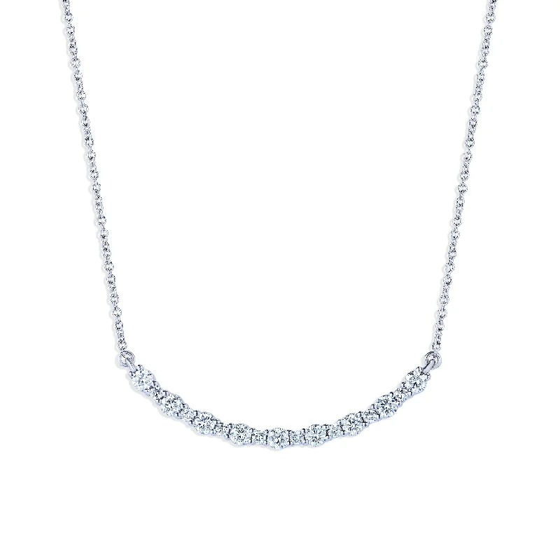 Sabel Collection White Gold Diamond Smiley Bar Necklace