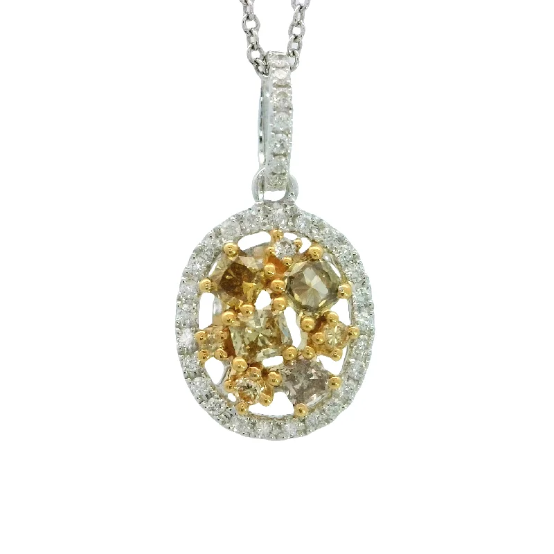 White and Yellow Gold Fancy Color Diamond Pendant