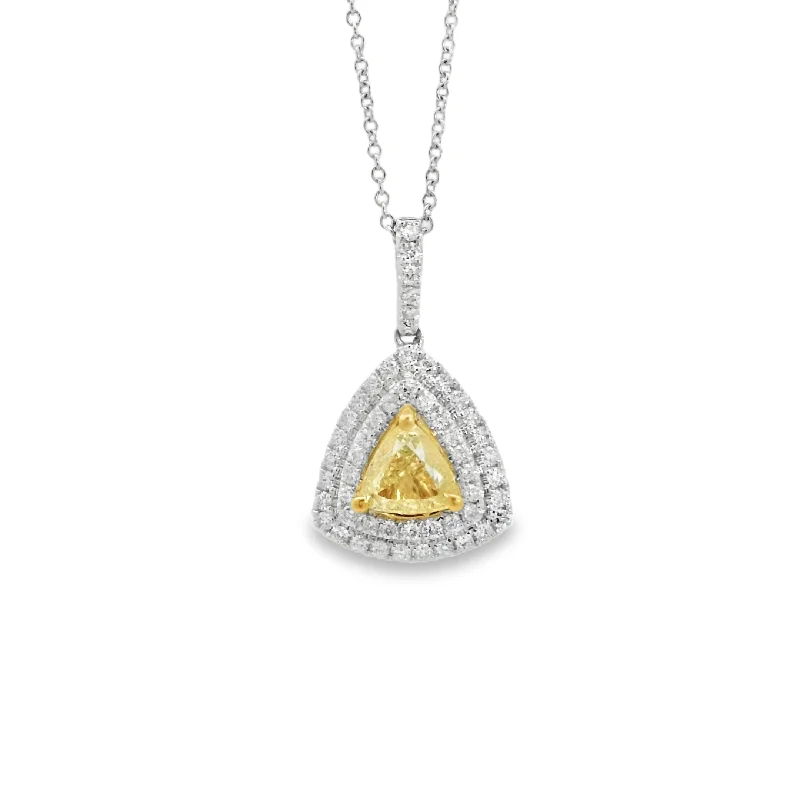 White/Yellow Gold Fancy Yellow Diamond Halo Pendant