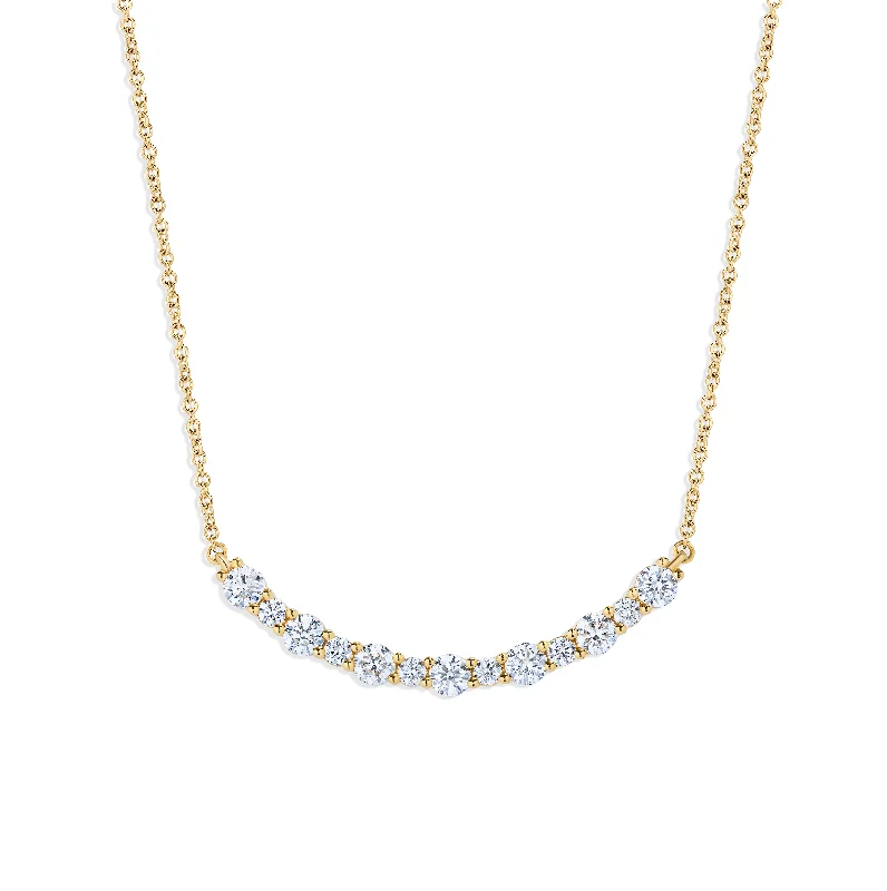 Sabel Collection Yellow Gold Diamond Smiley Bar Necklace