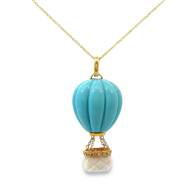 Yellow Gold Turquoise and Diamond Fashion Pendant