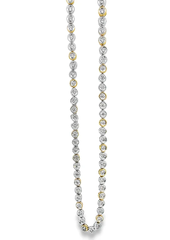 Yellow/White Gold Diamond Tennis Necklace