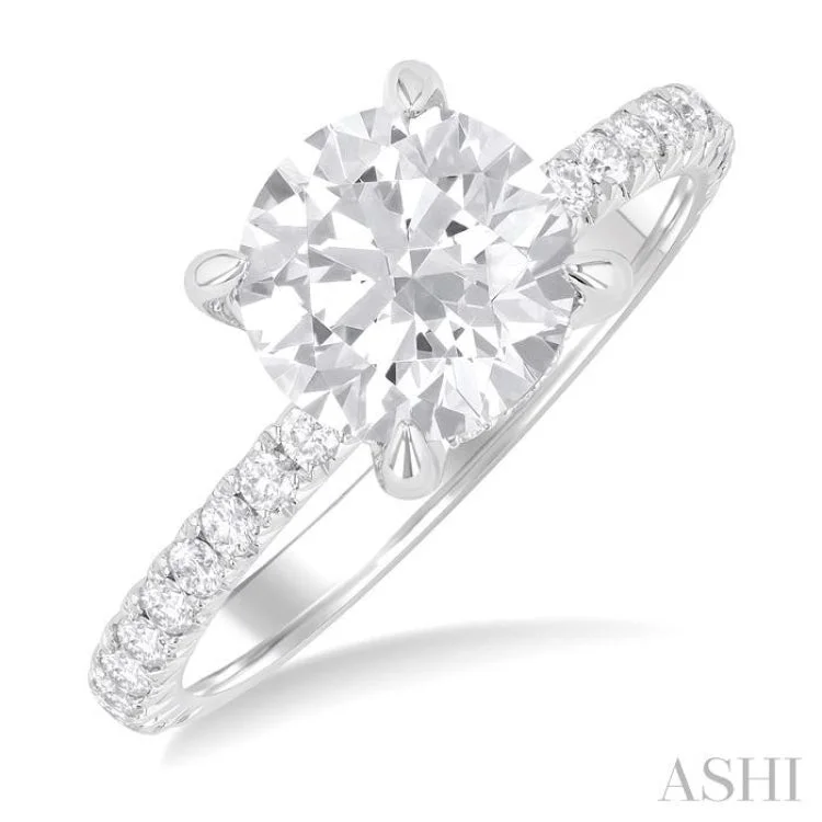 1/2 ctw Round Shape Semi-Mount Diamond Engagement Ring in 14K White Gold