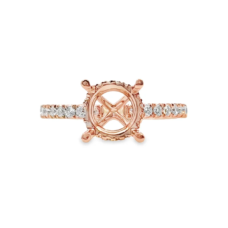 Rose Gold Diamond Halo Engagement Ring