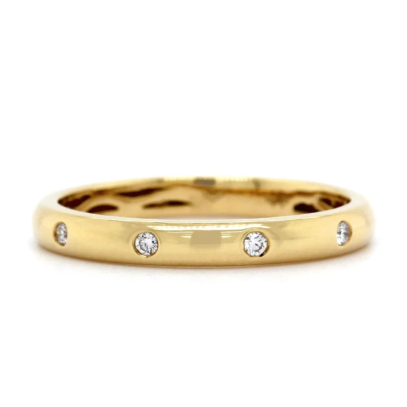 18K Yellow Gold Burnish Set Diamond Band