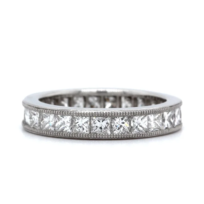 Platinum Milgrain Channel Set Diamond Band