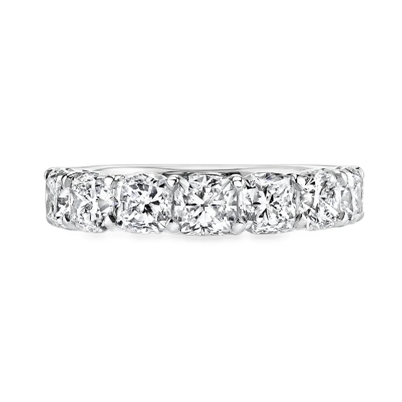 Lab Grown Platinum Seven Stone Cushion Cut Diamond Band