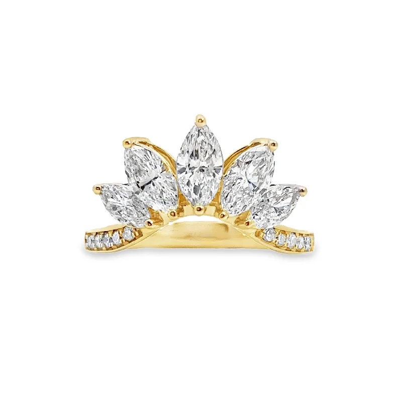 Lab Grown Yellow Gold Diamond Crown Ring