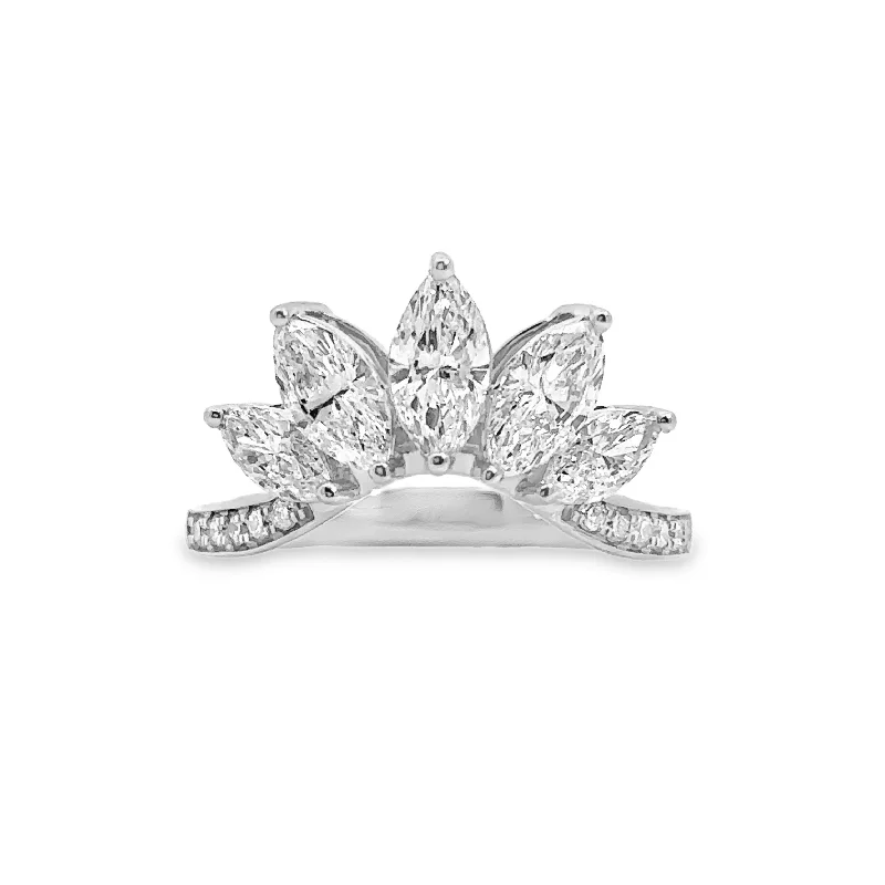 Lab Grown White Gold Diamond Crown RIng