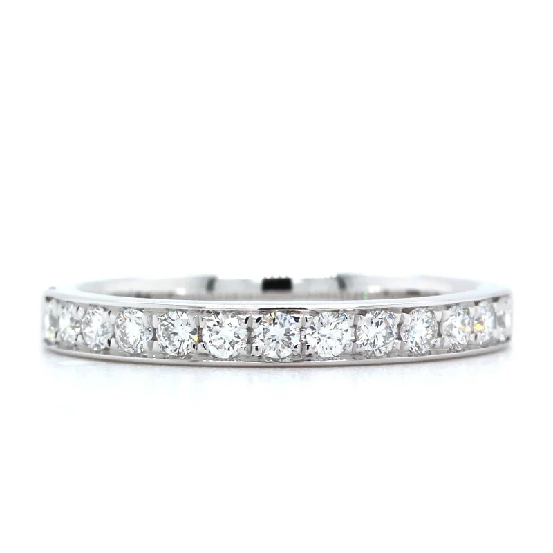 18K White Gold Bead Set Diamond Band