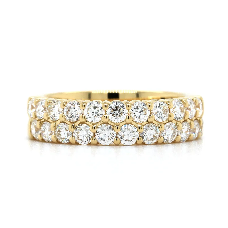 18K Yellow Gold 2 Row Diamond Band