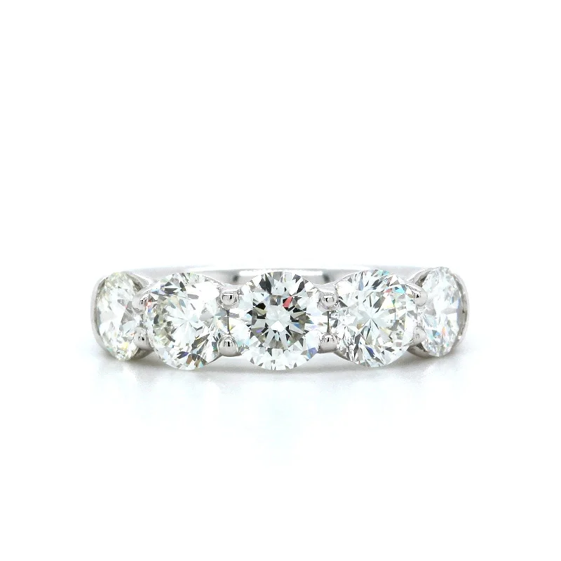 Platinum Shared Prong 5 Stone Diamond Band