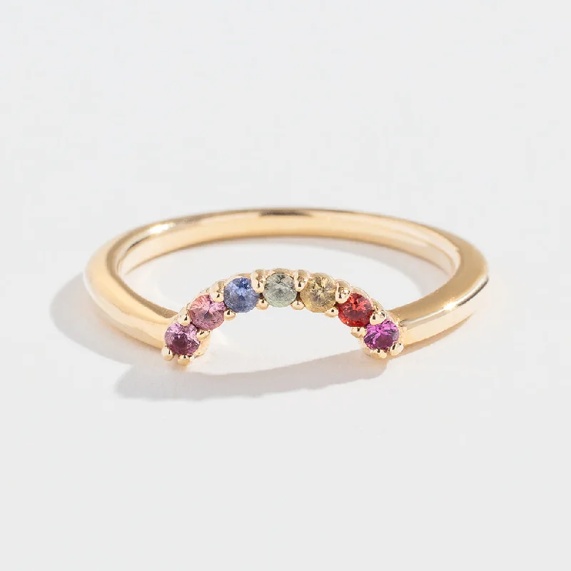 RAINBOW CONTOUR BAND | 14K GOLD & SAPPHIRES