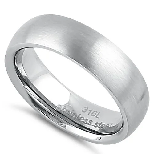 Stainless Steel 6mm Satin Finish Band Ring