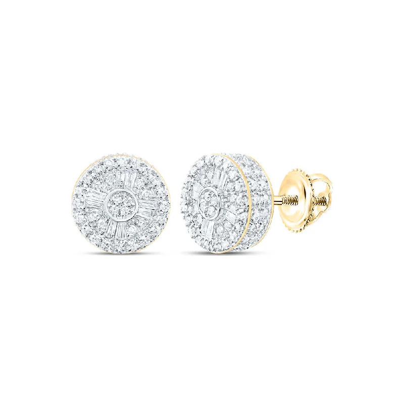 10kt Yellow Gold Baguette Diamond Circle Earrings 1/2 Cttw