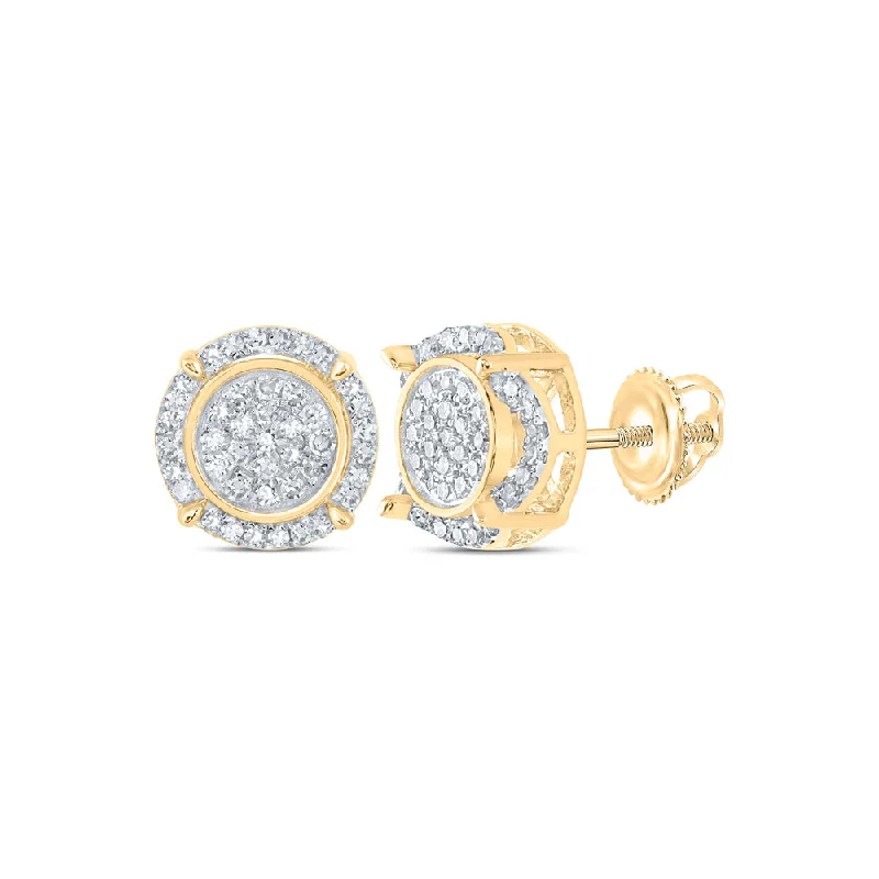 10kt Yellow Gold Round Diamond Cluster Earrings 1/4 Cttw