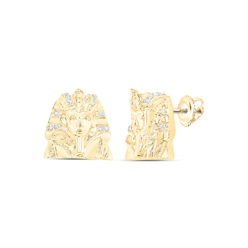 10kt Yellow Gold Round Diamond Pharaoh Fashion Earrings 1/12 Cttw