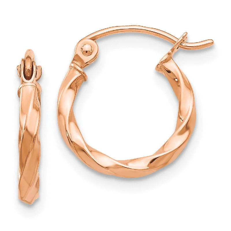 14KT Rose Gold 12X2MM Twist Hoop Earrings