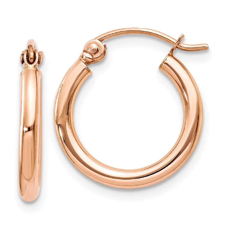 14KT Rose Gold 15X2MM Hoop Earrings