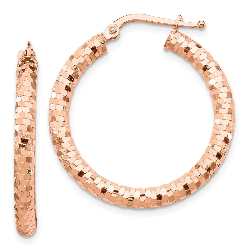 14KT Rose Gold 20X3MM Diamond-cut Hoop Earrings