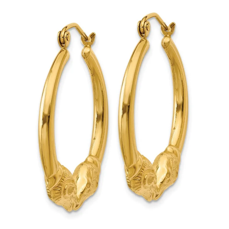 14k Polished Ram Hoop Earrings