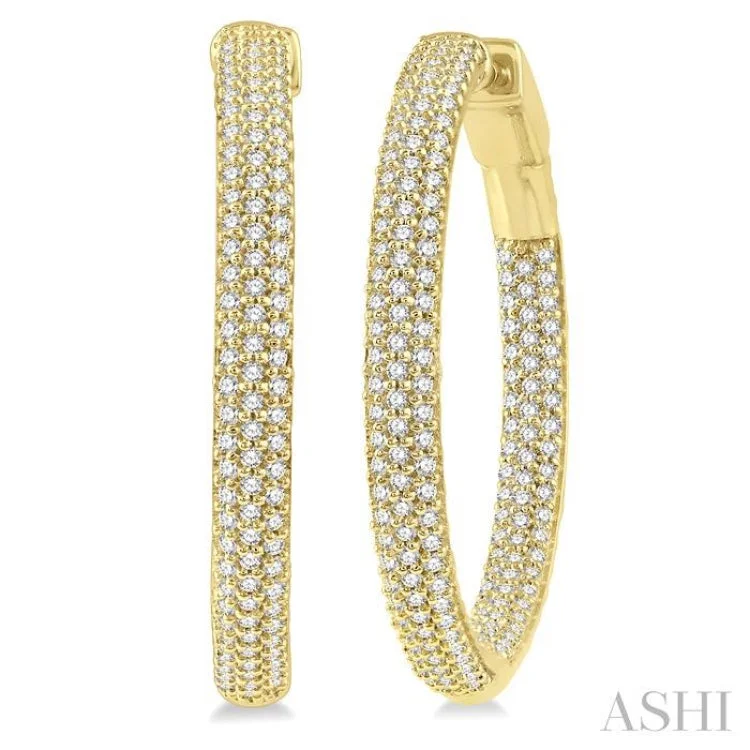 1 Ctw Close Knit Round Cut Diamond Hoop Earring in 14K Yellow Gold