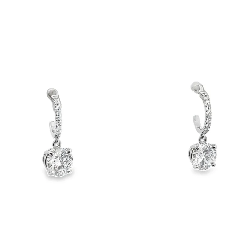 Lab Grown 2.31 Cttw. White Gold Diamond Drop Earrings