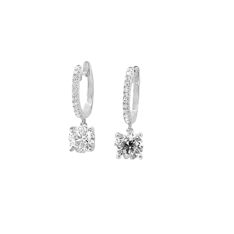 Lab Grown White Gold Diamond Dangle Earrings