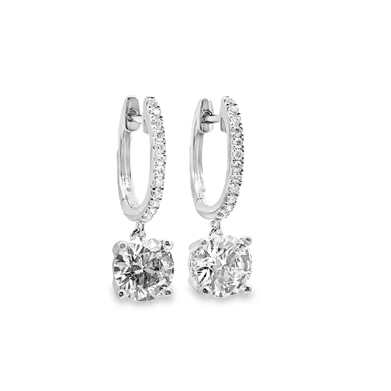 Lab Grown White Gold Diamond Dangle Earrings