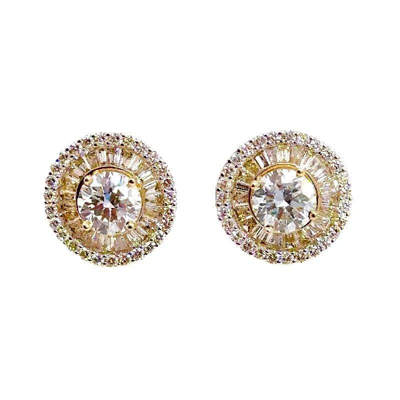 Yellow Gold Lab Grown Diamond Halo Stud Earrings