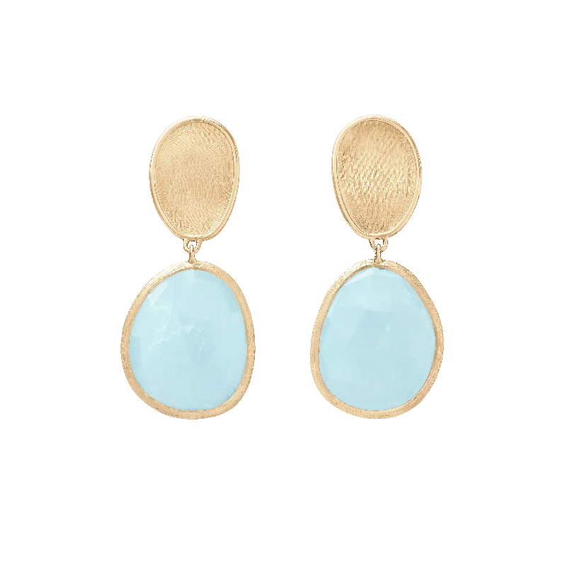 Marco Bicego Lunaria Yellow Gold Aquamarine Drop Earrings