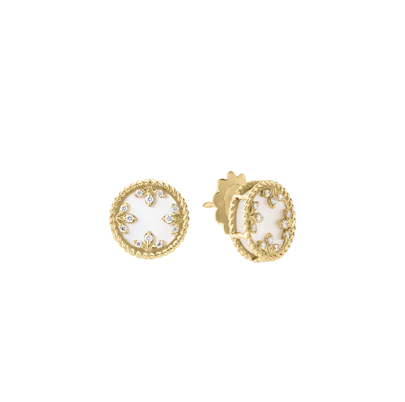 Roberto Coin Venetian Princess Mother-of-Pearl and Diamond Medallion Stud Earrings