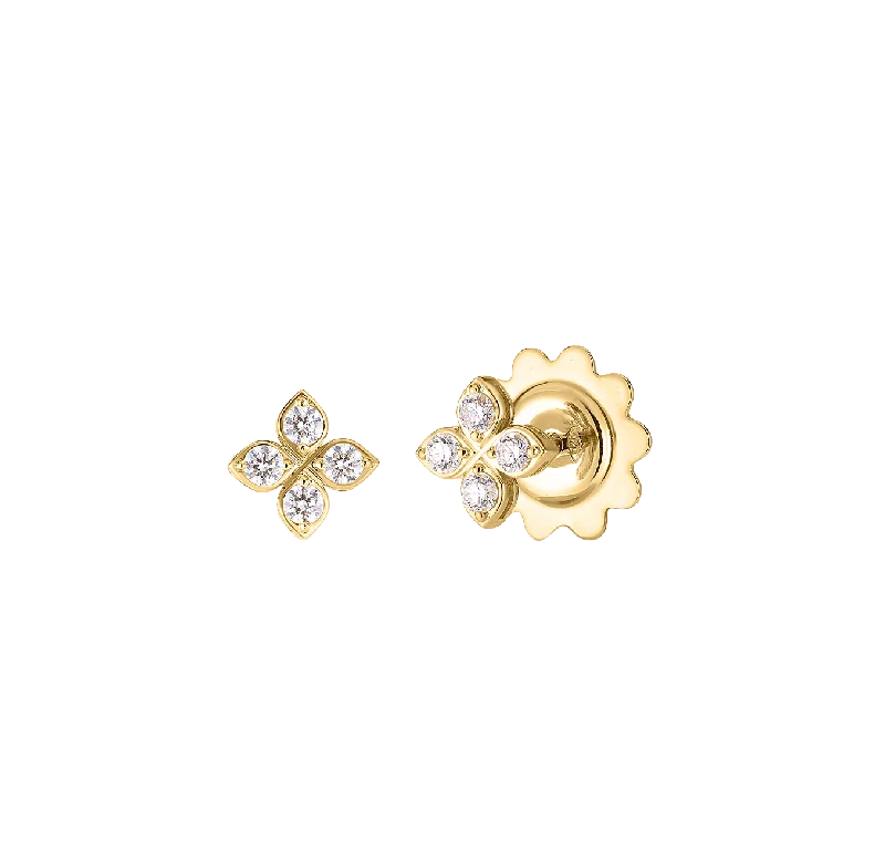 Roberto Coin Yellow Gold Mini Flower Stud Earrings with Diamonds